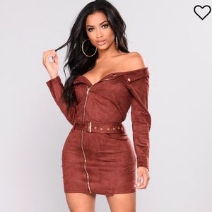 Belt it out suede dress - burgundy